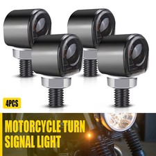 Set of 4 LED Motorcycle Turn Signal Indicator Amber Blinker Lights Mini Black UK