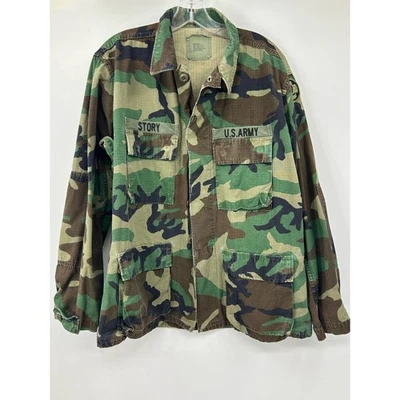 Chaqueta militar camuflada American Apparel para hombre talla M abrigo utilitario BDU Green Woodland - Imagen 1 de 4