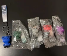 1Colorful Bear Keychain Men Women Creative Braided Rope Resin Animal Pendant Key