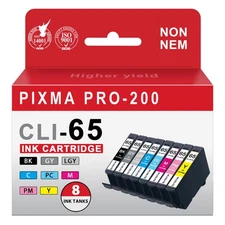 CLI65 CLI-65 Ink Cartridge 8-Color Set with Chip for Canon PIXMA PRO-200 Ink
