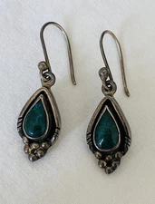 Vintage Dainty Sterling Silver Eilat Teardrop Dangle Earrings