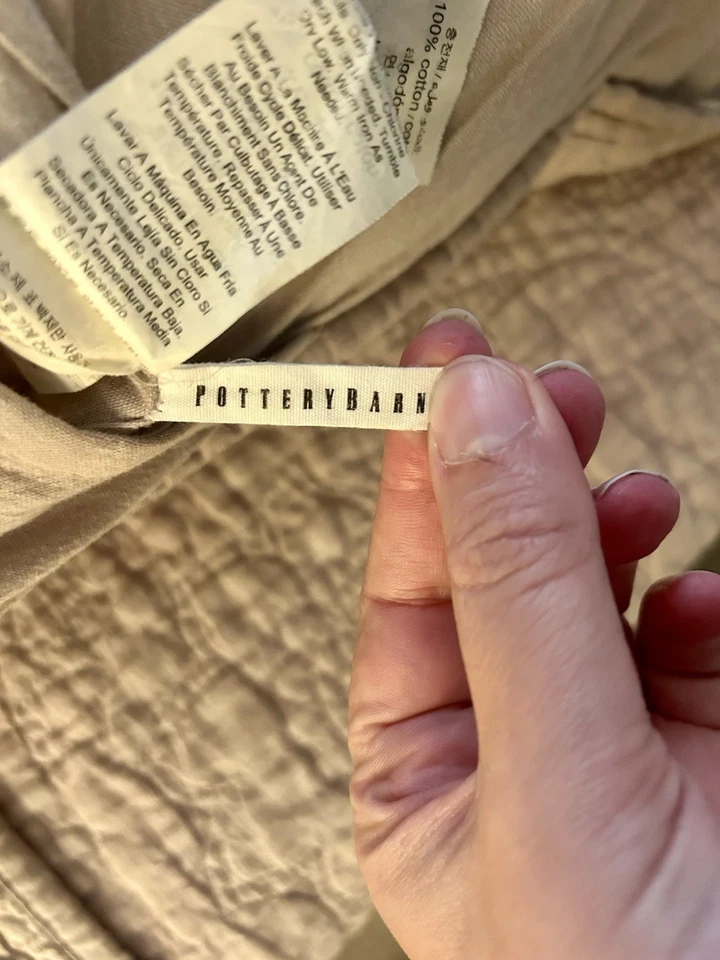 Edredón Pottery Barn Belga Lino Punto Floral Talla King Foto 3 de 4