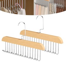 2 Pack Tie Hanger for Closet, Wooden Racks with 2 Pack, Wood