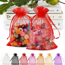 50 PCS Organza Bags 5 X 7, Red Small Mesh Gift Bags Drawstring