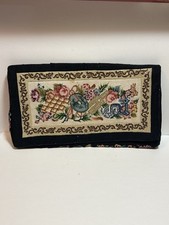 Vintage Micro Petit Point Dragon Floral Tapestry Evening Purse Bag Clutch Black