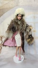 Real Vintage Fur Coat+Hat+Bag For Barbie,Silkstone,Integrity doll.Recycled fur!