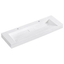 Vera 60 in. Rectangular White Composite Granite Stone Console Bathroom Sink