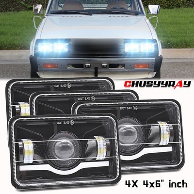 4pcs Fit Dodge Ram 50 1984 1985 1986 Pickup 4x6'' LED Headlights HI/LO Beam DRL