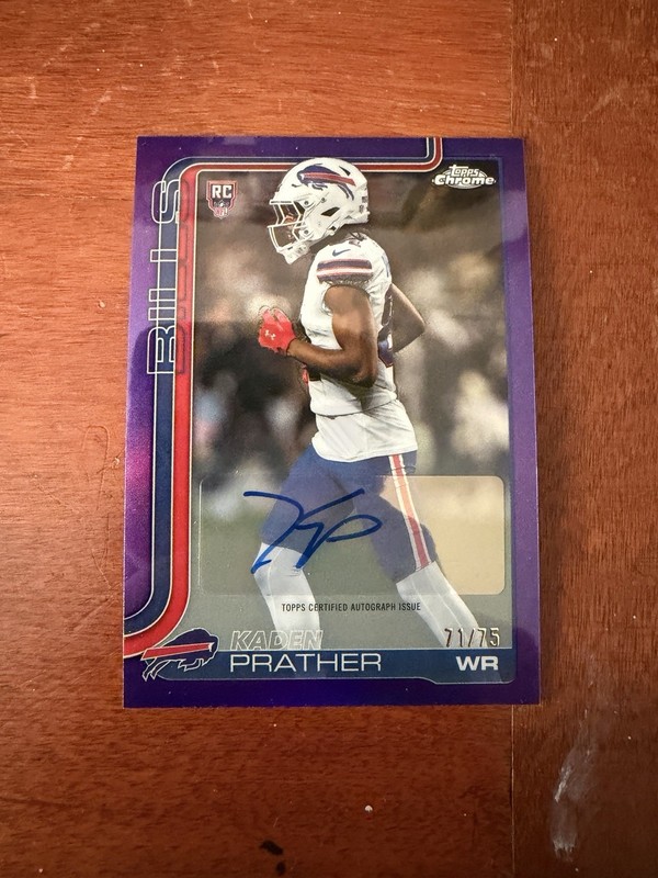 KADEN PRATHER 2025 TOPPS CHROME ROOKIE AUTO PURPLE LAVA REFRACTOR RC /75