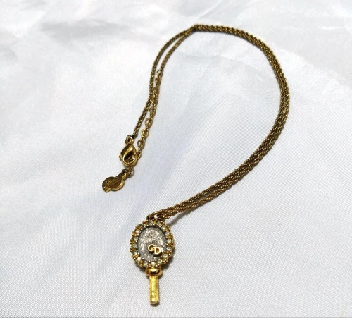 Collana Christian Dior ciondolo racchetta tennis motivo CD logo vintage autentica