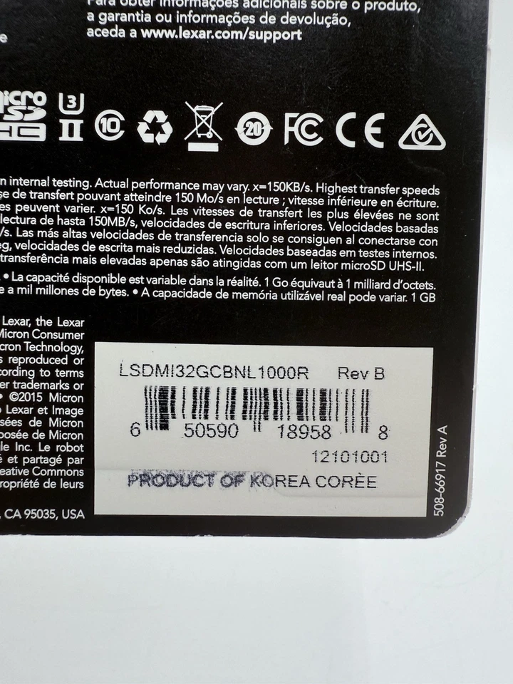 Lexar 32GB 32G 1000x Micro SD SDHC 150MB/s Class10 UHS-II U3 USB3.0 Reader GoPro - Image 3 of 3