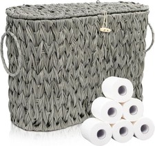 Toilet Paper Storage Basket, Handwoven Toilet Paper Holder with Lid  Handle,
