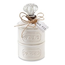 Mud Pie Door Knob Salt Cellar Set, White frustration free