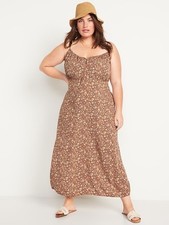 NEW Old Navy womens size 2XL Cami mustard Floral Maxi Cami Shift Dress Summer