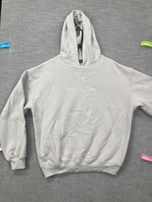 White Fox Hoodie Womens S/M Gray Embroidered Logo Fleece Pullover Top Sweatshirt