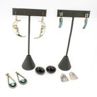 Southwest Sterling Silver Turquoise Black Onyx Moon Earring Lot of 5 #S5036-1 — photo 1
