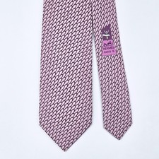 HERMES TIE 645736 PA Foot Print on Purple Heavy Silk Necktie