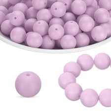 65Pcs Silicone Beads 15mm Round Rubber Focal Beads Bulk, Lilac