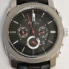 Men  s FOSSIL Watch FS4572 Chronograph Black Dial, Comfortable Silicone Band NICE