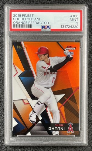 SHOHEI OHTANI PSA 9 2018 TOPPS FINEST #100 ROOKIE ORANGE REFRACTOR RC /25 ANGELS