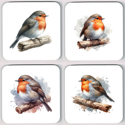 Rotkehlchen Untersetzer, Rotkehlchen Aquarell Bild Untersetzer, Garten Vogel Untersetzer, 20 Bilder