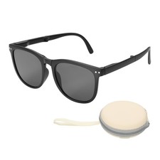 Sunglasses for Women Men, PC Folding Model with Simple Box, Black Gray