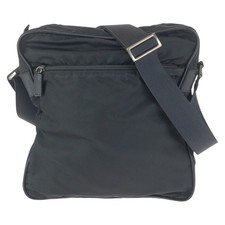 Prada Nylon Tessuto Triangle Logo Shoulder Bag Women Black One Size 743488