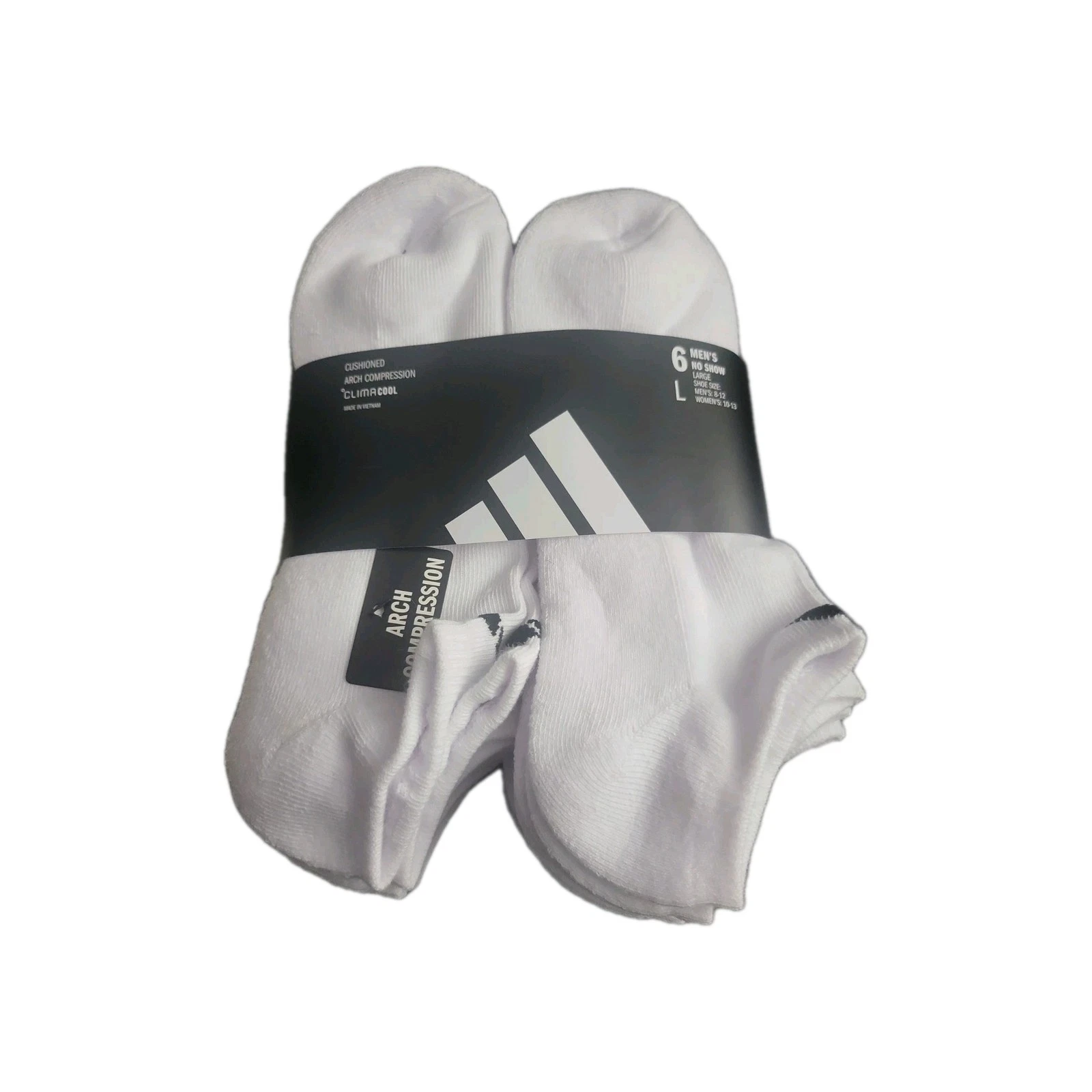 adidas Men's Climacool Large Cushioned Compression 6 Pairs No Show Socks