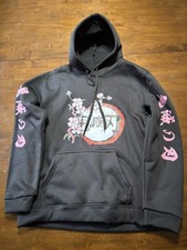Nezuko Cherry Circle Demon Slayer Hoodie   Black Edition Unisex 