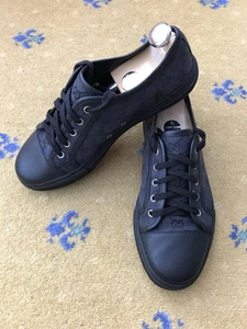 Gucci Baskets Baskets Chaussures Bas Top Toile Monogramme Noir Homme UK 7 US 8 EU 41