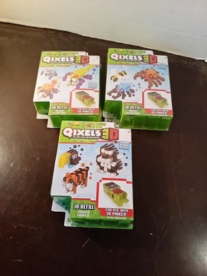3 Qixels 3D Refill Cubes For Use With 3D Maker- Alien, Bugs, Jungle,NIP