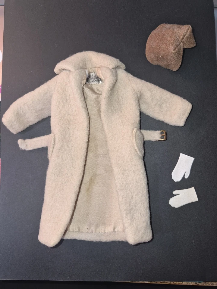 Винтажная одежда Barbie персиковое флисовое пальто #915 шляпа и перчатки - Изображение 3 из 4
