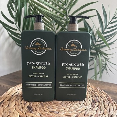 2 Tommy Bahama Pro-Growth Shampoo Biotin Caffeine Tea Tree Eucalyptus 32 Fl Oz