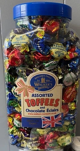 WALKERS NONSUCH Assorted Toffees and Chocolate Eclairs Jars 2.5 kg MASSIVE!!!!!