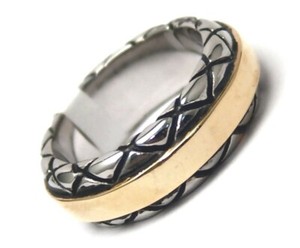 Men-039-s-Gold-PVD-Ring-Stainless-Surgical-Steel-2-Tone-Size-10-Biker-Inspired