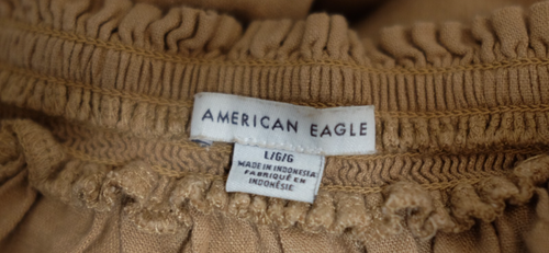 Usada en Excelente Condición Blusa American Eagle Manga Abullonada Lino Cuello Atado Para Mujer L #H83-20 - Imagen 9 de 10