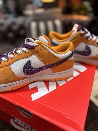 Size 10.5 - Nike Dunk Low Safari Swoosh - Kumquat Lakers LSU Customs - Picture 16 of 19