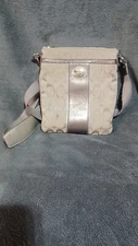 Vintage Coach Beige Silver Signature Canvas Crossbody Purse SOME DMG SEE PICS