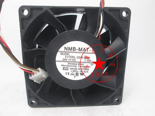 Ventilateur NMB 3115RL-05W-B60 24V 0.50A - 80x80x38 Mm, Débit D'air élevé Pour Refroidissement D'onduleur Ou Serveur