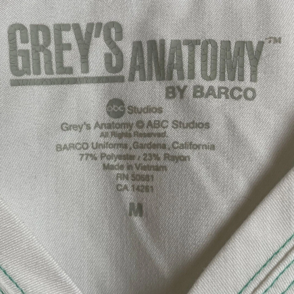 Blusa esfoliante médica costura azul-petróleo branca Grey's Anatomy tamanho M - Imagem 3 de 4