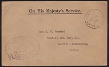 VIRGIN IS 1938 small OHMS cover ROAD TOWN cds to USA.......................73484