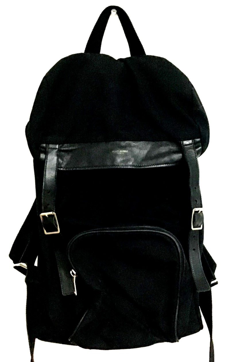 Saint Laurent YSL Zaino da città in tela Nero PBL342609 17'' X 11''