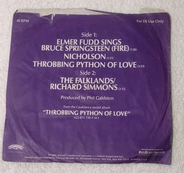 ROBIN WILLIAMS-THROBBING SAMPLER VINYL 45 1983 PROMOTIONAL COPY - Image 2 of 4