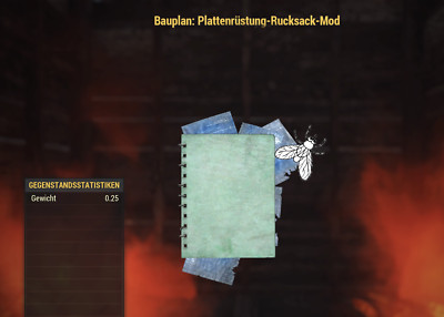 Plattenrüstung Rucksack Mod - Bauplan  für Fallout 76  Ps4 & Ps5