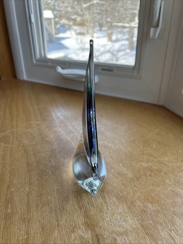 Hand blown glass Sailboat Blue Green Paperweight Nautical Display Sailing Boat - Picture 5 of 10