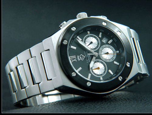 Cavadini Men's Watch Solid Stainless Steel Black Chronograph CV-236 Eye-Catcher - Picture 2 of 3