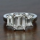 4 Ct Emerald Diamond Anniversary Three-Stone Engagement Ring 14K White Gold Over