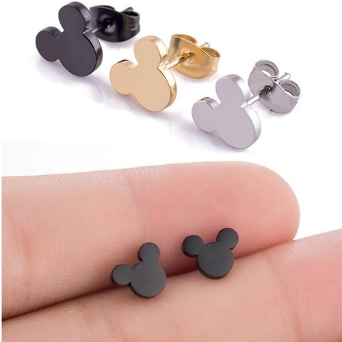 PENDIENTES DISNEY MICKEY ACERO INOXIDABLE PUSHBACK TACHNO PLATA ORO NEGRO | eBay