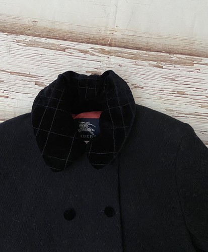 Burberry Girls Black Dress Coat Wool Cashmere Size 3 Velvet Trim Red Lining - Picture 3 of 8