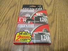 2 Maxell UR 120 Minute Blank Normal Bias Cassette Tapes - Factory Sealed